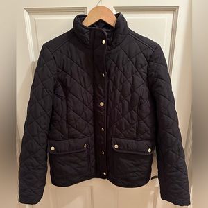 J. Crew Black Quilted Jacket with Gold Buttons (Size M)